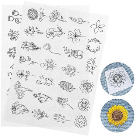 2 ark broderi overførselsmønstre broderiskabeloner vandopløselige broderiskabeloner stryge på overførselspapir