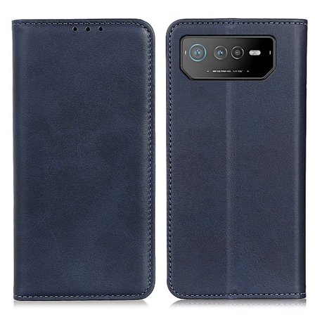Lompakko-style Aitoa Nahkaa Läppäkotelo For ASUS Rog Phone 6 - Sininen
