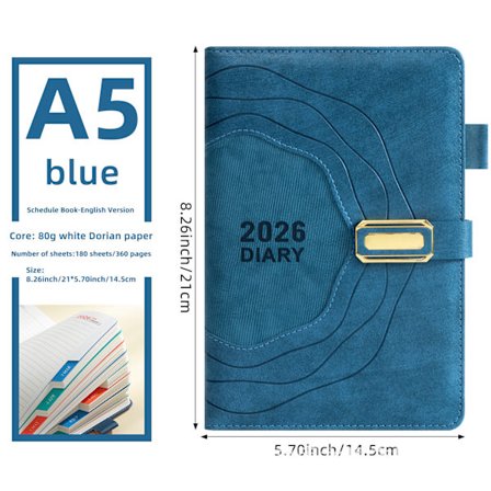 2026 årsbokslutskalender, vecko- och månadsplaner samt dagliga planer för 365 dagar Blå