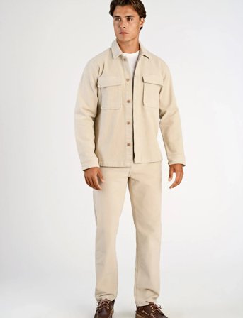 Lindbergh Superflex Corduroy Overshirt - Beige - S