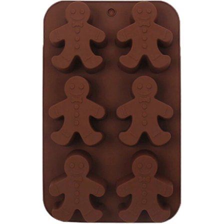 Chokladformar 6-håls Pepparkaksgubbe Silikonformar, silikon Bakform för Choklad, Muffin