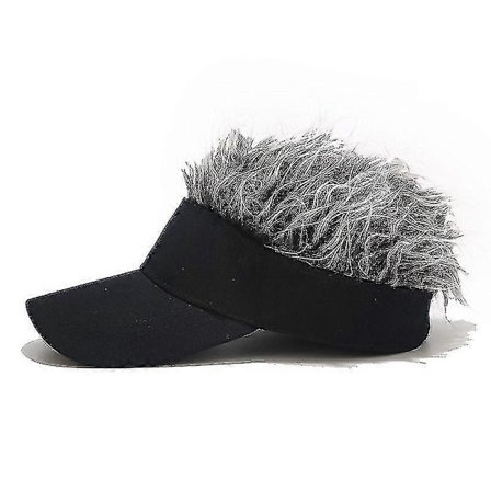 Hatt med Hår Morsom Parykkhatt Nyhet Hårskjerm Solhatt Parykkcaps med Spiky Hår (farge: Grå, Størrelse: One Size)