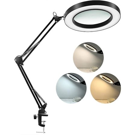 Led Magnifying Lamp With Clamp, 1,500 Lumens Stepless Dimmable, 3 Color Modes