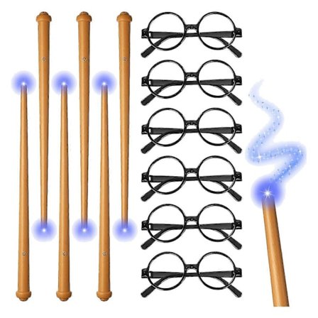 12 kpl Valo Wizard Sauvat Ja Lasit Wizard Juhlatarvikkeet Ääni Valaiseva Noitasauva Magicia