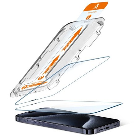 2-pakning iPhone 15 Skjermbeskytter - Herdet Glass | [Automatisk Installasjon] - Boblefri og Støvfri 15