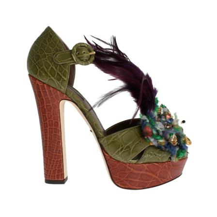 Dolce & Gabbana, Ankle Strap Platform Sandals Zielony, Kobieta, Rozmiar: 38 EU