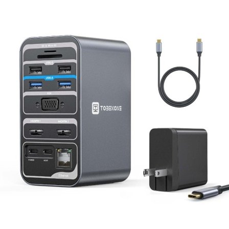 Dokkingstasjon 4K/60Hz Dobbel skjerm skjerm med 2 HDMI VGA RJ45 USB C Splitter hub