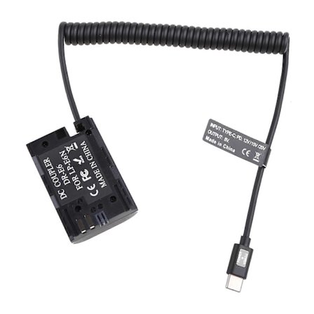 LP-E6 Dummy Batteri med USB Type-C Strømkabel Understøtter PD 9V / 12V Output til Kameraer Skærme Høj-Elastisk