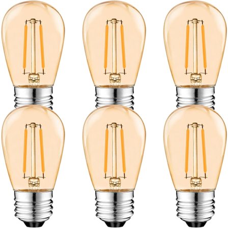 S14 E27 Edison LED-pære, 2W Vintage Filament Glødelampe, Amber, Varmhvit 2700K, 360 ° Strålevinkel, Ikke-dimbar 6-pakning [Energiklasse G]