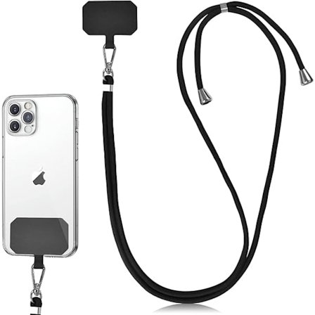 Universal mobiltelefon-snor, bærbar justerbar nakkestropp, nakkestropp for feste (svart)