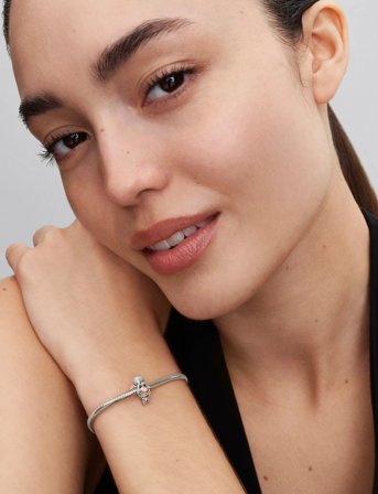 Pandora Disney Pixar Remy Sterling Silver Charm With Black, Pink And Glittery White Enamel - Silver - ONE SIZE