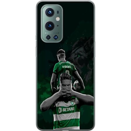 Yhteensopiva Puhelinkuori OnePlus 9 Pro Neonmotiivi, jossa teksti "Gaming is in my DNA" sinisenä ja punaisena tiiliseinällä, jossa loistava DNA-spiraa