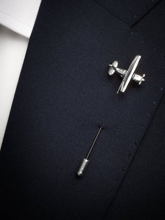 John Henric Men's Silver Lapel Pin Airplane Size Onesize