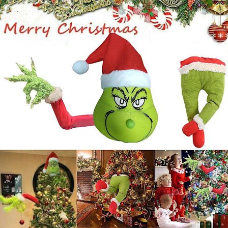 Grønn Grinch-arm julepynt ornament holder tresett