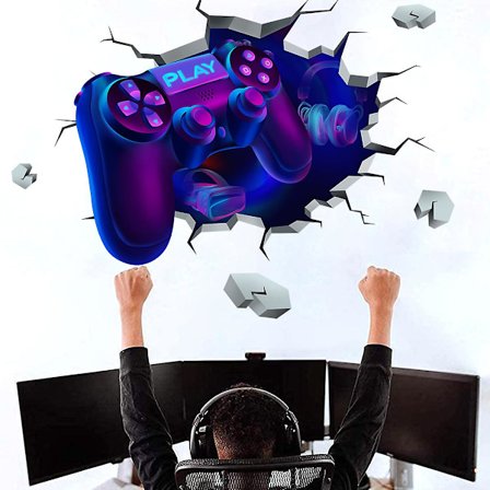 3D Gamer Veggklistremerker 60*80cm Spill Veggplakat Selvklebende Gamer Veggklistremerker Sone Klistremerker Veggmalerier Barn Gutt Vanntett Tapet for 