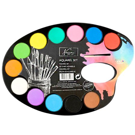 Paint palette Aquarel 12 colours + 1 brush