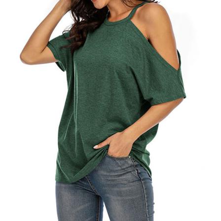 Dam T-shirt Sommar Off Shoulder Kortärmad Blus Lös Topp,