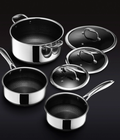 HexClad Grytesett med lokk 3stk, Non-Stick Gordon Ramsay