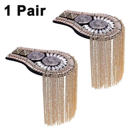 1 Pari Tupsulinkkiketju Epaulet Olkalaudat Rintanappi Metallihapsutetut Epauletit Korsaalivaatteet Vaatteet Deco
