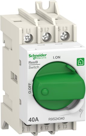 Schneider Electric Resi9 Huvudbrytare 3-polig 40 A, Anslutningsdon & kablar