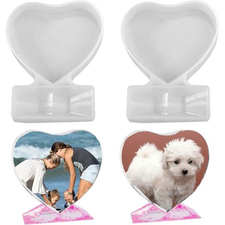 Sæt af 2 Foto Dekoration Silikon Hjerte Foto Form Rektangulær Foto Ramme Form Harpiks Foto Ramme