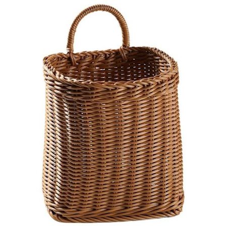 Flettet opbevaringskurv til køkken med håndtag - vævet ophængskurv til stue, frugt og diverse opbevaring - håndflettet kurv - stor