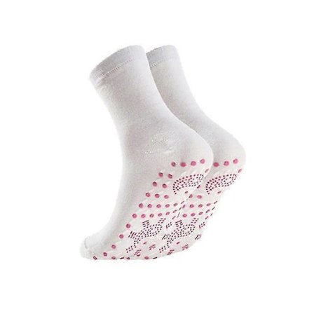 2 par varmesokker, selvvarmende sokker for menn og kvinner, fotvarmere massasje frostbeskyttelse overraskelsesgave Hvit