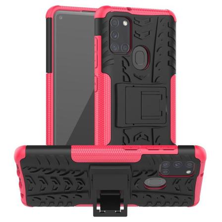 Samsung Galaxy A21s - Ultimata Stöttåliga Skalet Med Stöd - Rosa Pink Rosa