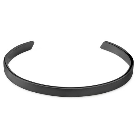 Bracelet manchette réglable en acier inoxydable noir mat de 5 mm pour hommes - Bracelets manchette