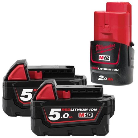Milwaukee M18 B5 18V Batteri 2-pack 5,0Ah, med 1 st M12 B2, Maskintillbehör & förbrukning
