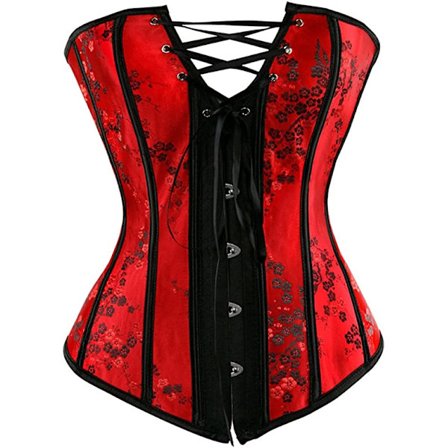 Røde Korsetter til Kvinder Plus Størrelse Kvinders Røde Orientalsk Blonder Blomster