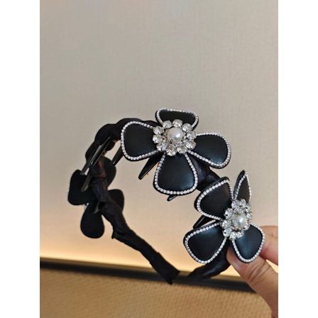 Princess of Paris pannebånd, lett luksus og high-end stil, viklet, taggete, blomsterbesatt og diamantbesatt hårnål