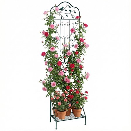 Metal espalier med foldbar hylde til klatreplanter