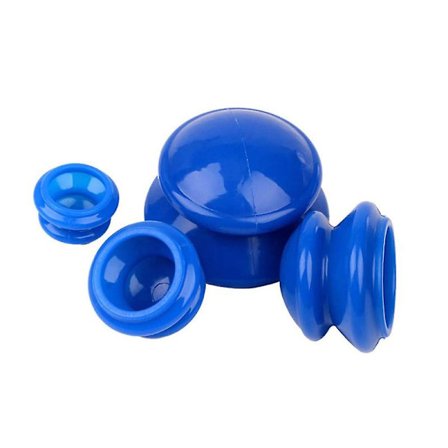 4 st / set Vakuum Silikon Koppar Hälsosam Vård Massage Koppar Kit Familj Bärbar Kroppsmassage (blå)