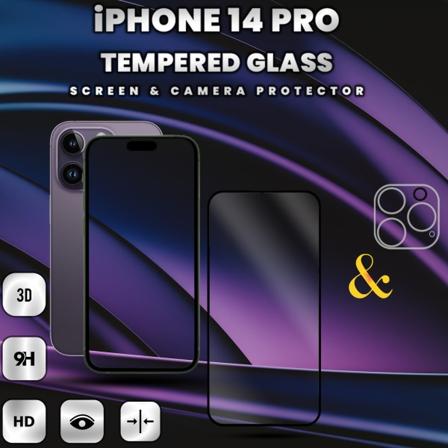 1-pack Iphone 14 Pro-skärmskydd & 1-pack Linsskydd -härdat Glas