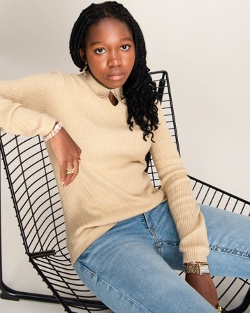 Calvin Klein POLO COLLAR KNIT SOFT SWEATER Beige Pullover Mädchen - Kids Brand Store