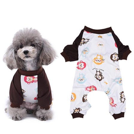 Cartoon Puppy Dog Cat Jumpsuit, Bomull Liten Husdjur Pyjamas Kläder Kläder Kostym för Hem (L)