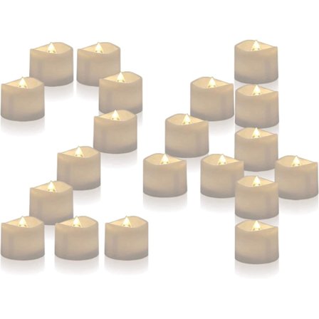 Batteridrevet lys, pakke med 24 LED-telys, flammeløse votivlys med varmhvit flimrende pærelys til jul