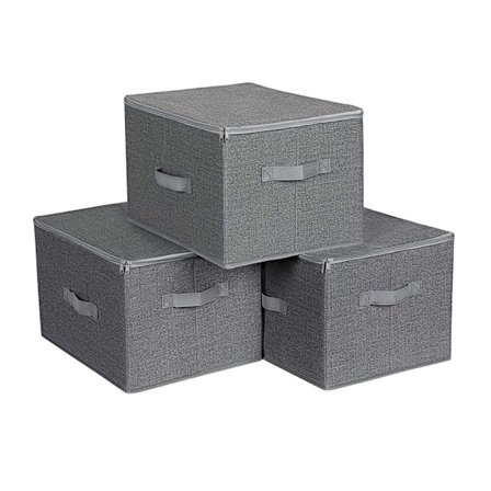Hopfällbara förvaringslådor i filttyg 3-pack 40 x 30 x 25 cm