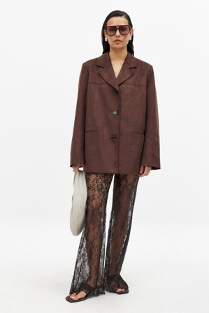 NA-KD - Bukse med blonder - Nyttårsbukser - Brun - XL