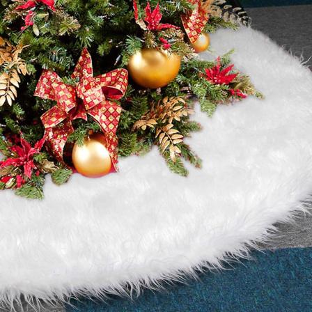Juletræsskørt i Blød Plys Faux Fur Håndlavet Luksus Træskørt