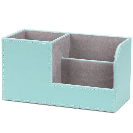 (Mintgrøn) Skrivebordsarrangør, Læder Skrivebordsopbevaring Blyantpot Pen H