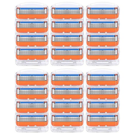 24 stk Barberblad Refill for Fusion 5, Barberblad for menn - Oransje Ny versjon