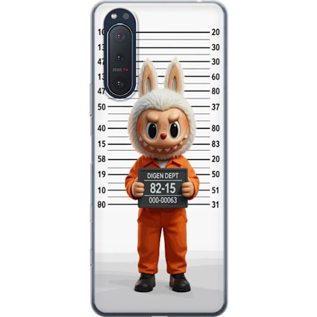 Kompatibel Mobilcover til Sony Sony Xperia 5 II Sød tegnet kaninfigur i fængselsklæder med fangenummer mod baggrund med længdemåling