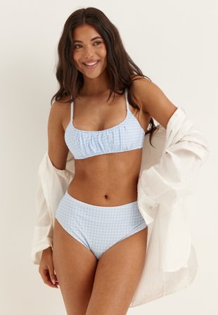 BUBBLEROOM - Ruched Bikini Top - Blue/Patterned