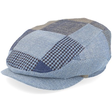 Stetson - Blå flatcap Caps - Driver Patchwork Denim Flat Cap @ Hatstore