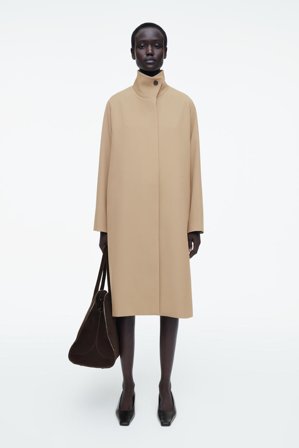 COS Women's Trapeze Wool Blend Coat in Beige