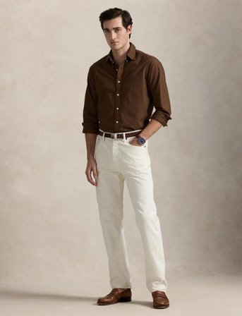 Polo Ralph Lauren Slim Fit Garment-Dyed Oxford Shirt - Brown - XS