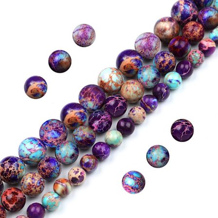 60 stk. 6 mm Fargerike Imperial Jasper Perler Runde Edelstensperler Løse Perler for Smykkefremstilling