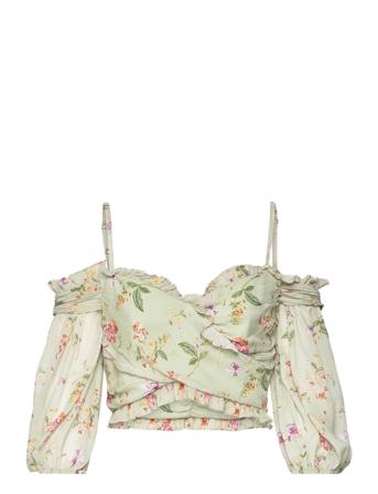 Tessa Top Crop Tops Long-sleeved Crop Tops Grønn By Malina*Betinget Tilbud